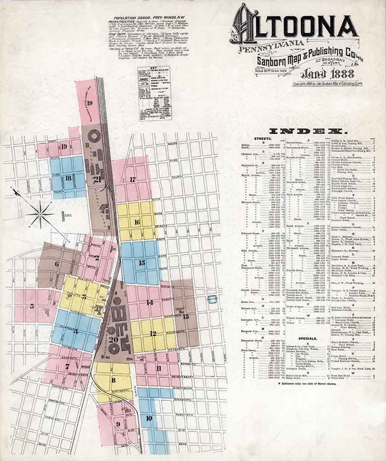 1888 Sanborn Map Of Altoona Blair County Etsy Il 75ca 