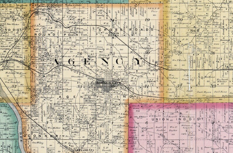 1893 Map of Wapello County Iowa Eldon Etsy
