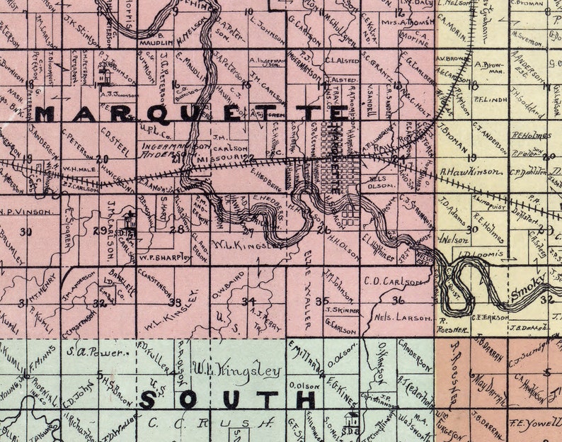 1898 Map of Mcpherson County Kansas Etsy