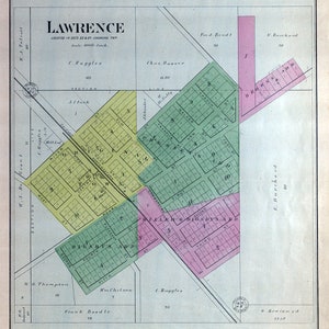 1892 Town Map of Lawrence McHenry County Illinois