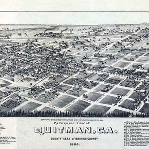 1885 Panorama-Karte von Quitman Georgia Brooks County