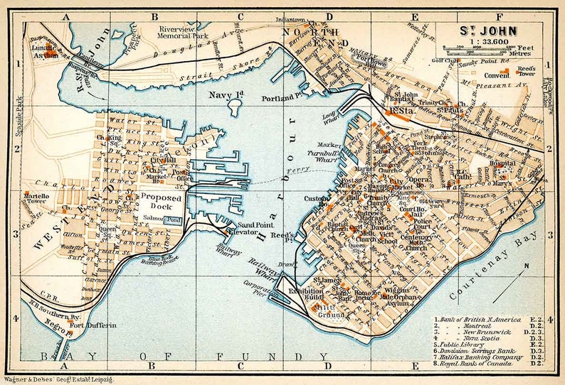 1907 Map of Saint John New Brunswick Canada - Etsy