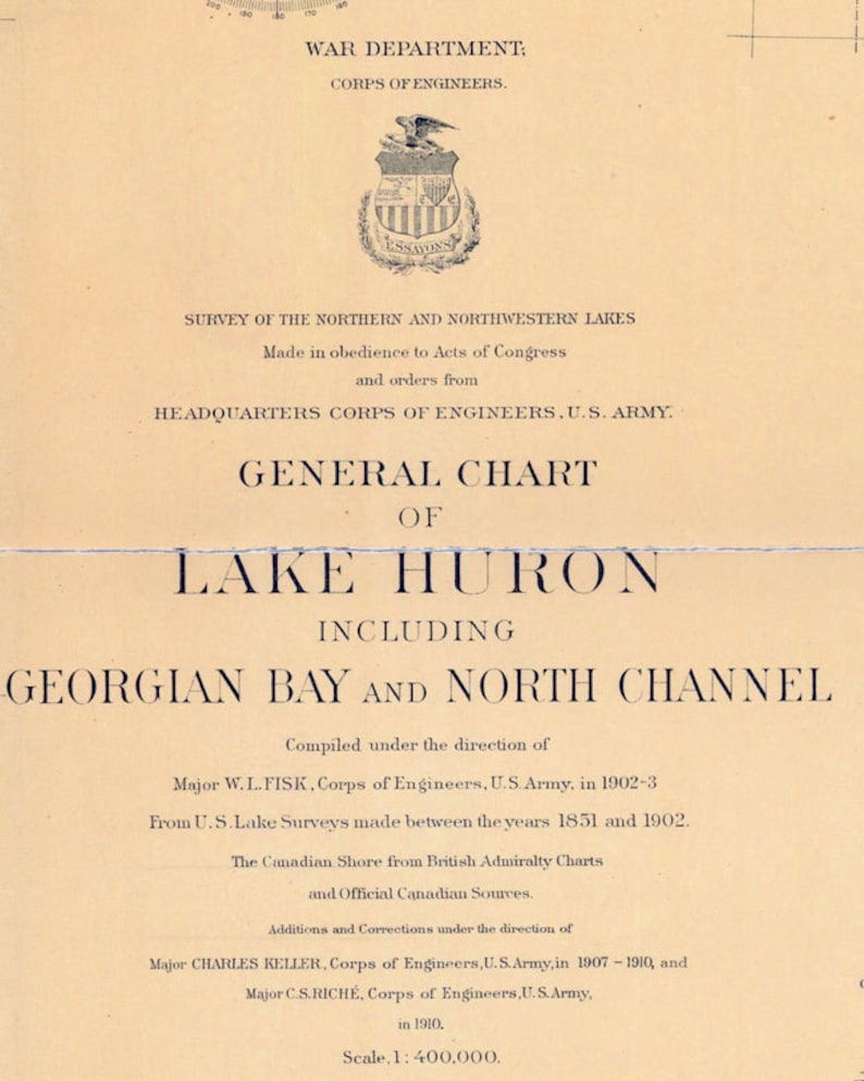 1910 Nautical Map of Lake Huron and Georgian Bay | Etsy