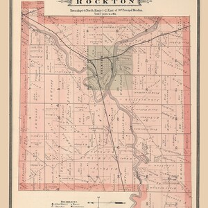 1886 Carte du canton de Rockton, comté de Winnebago, Illinois