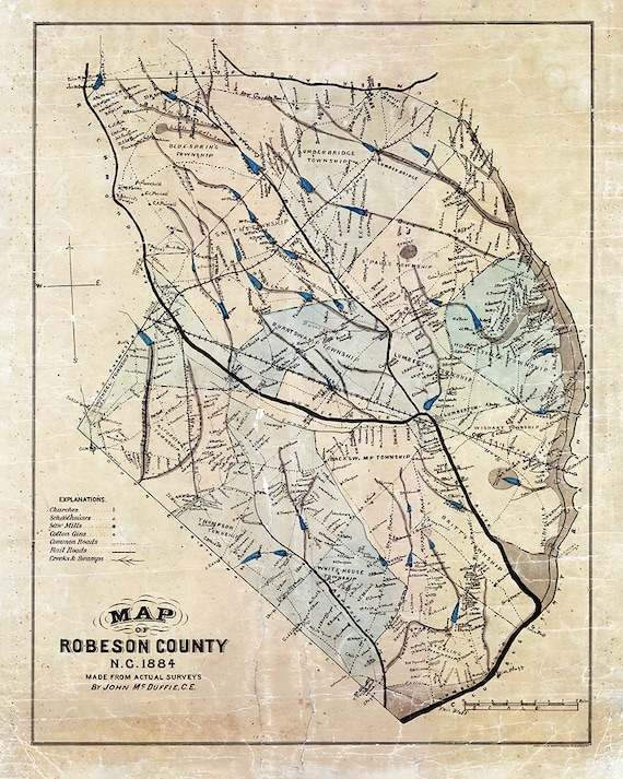 1884 Map of Robeson County North Carolina Etsy