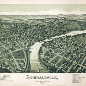 1897 Panorama-Karte von Connellsville Fayette County, Pennsylvania