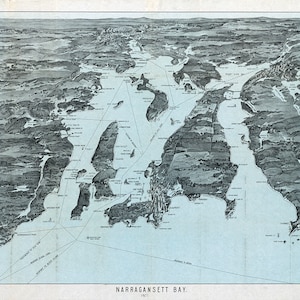 1907 Panorama-Karte von Narragansett Bay Bristol County Rhode Island