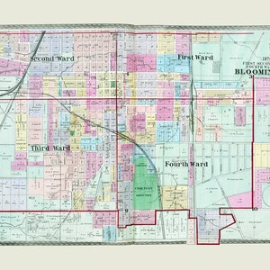 1874- Karte von Bloomington McLean County, Illinois