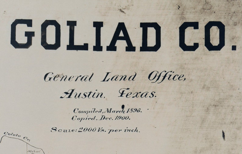 1896 Farm Line Map of Goliad County Texas Etsy