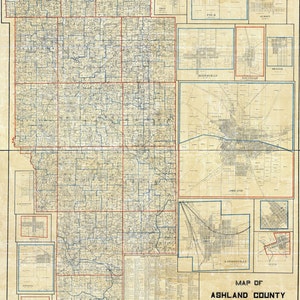 1897 Farm Line Map of Ashland County Ohio Loudenville Ashland landowners reprint