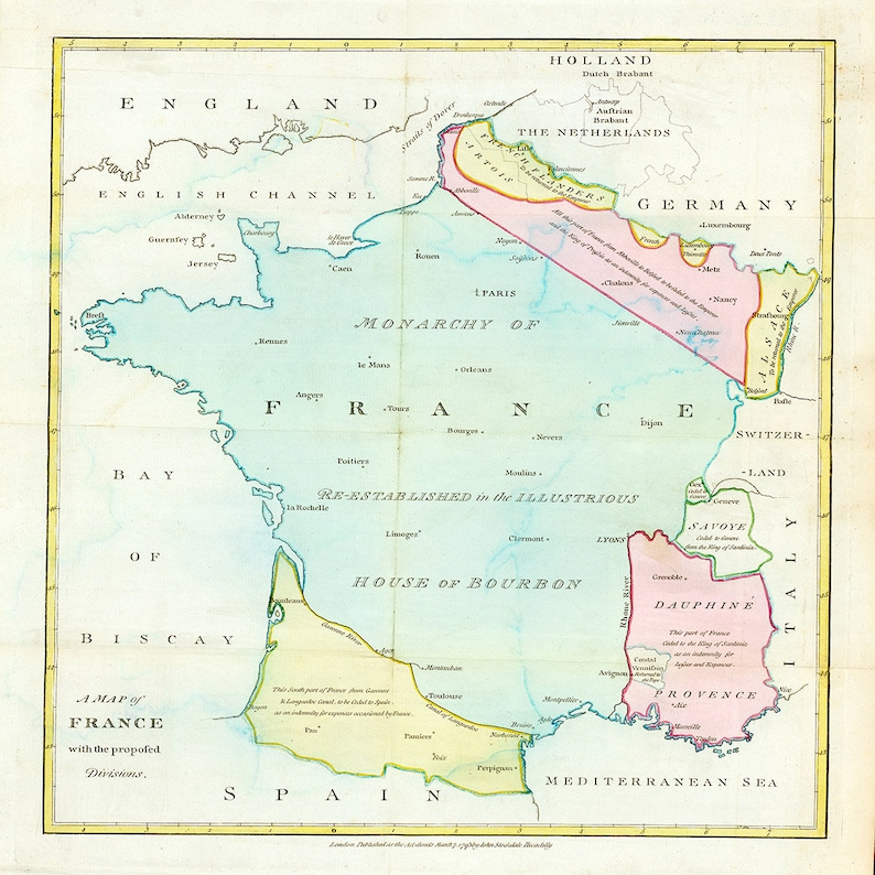 1793 Map of France Etsy