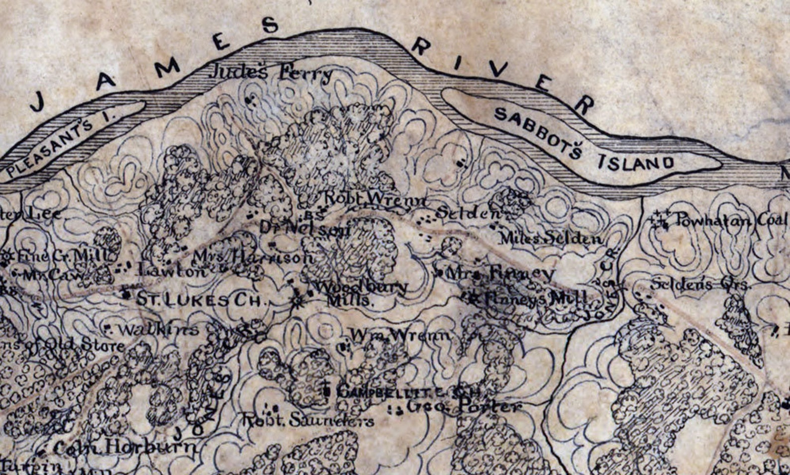 1864 Map of Powhatan County Virginia Family Names Genealogy Etsy