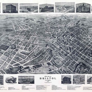 1912 Panorama-Karte von Bristol, Virginia & Tenn
