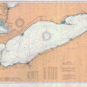1903 Nautical Map of Lake Erie USA & Canada Presque Isle Cleveland Sandusky