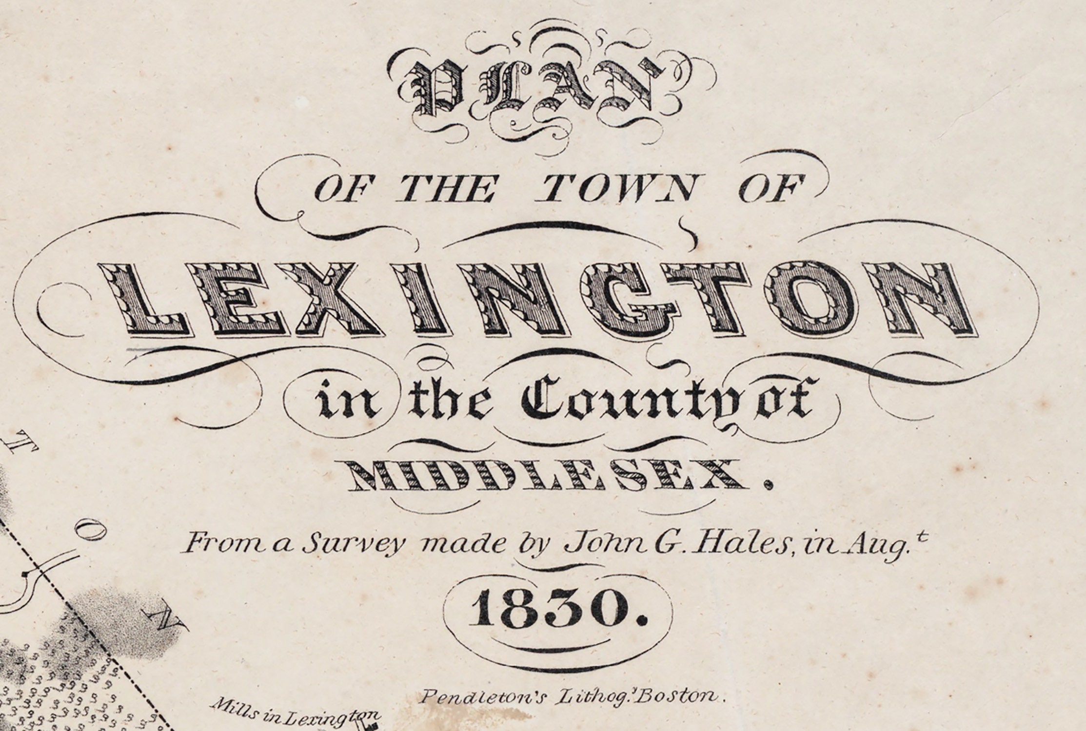 1830 Mapa de la ciudad del condado de Lexington Middlesex Massachusetts -  Etsy México, image size:2227x1500
