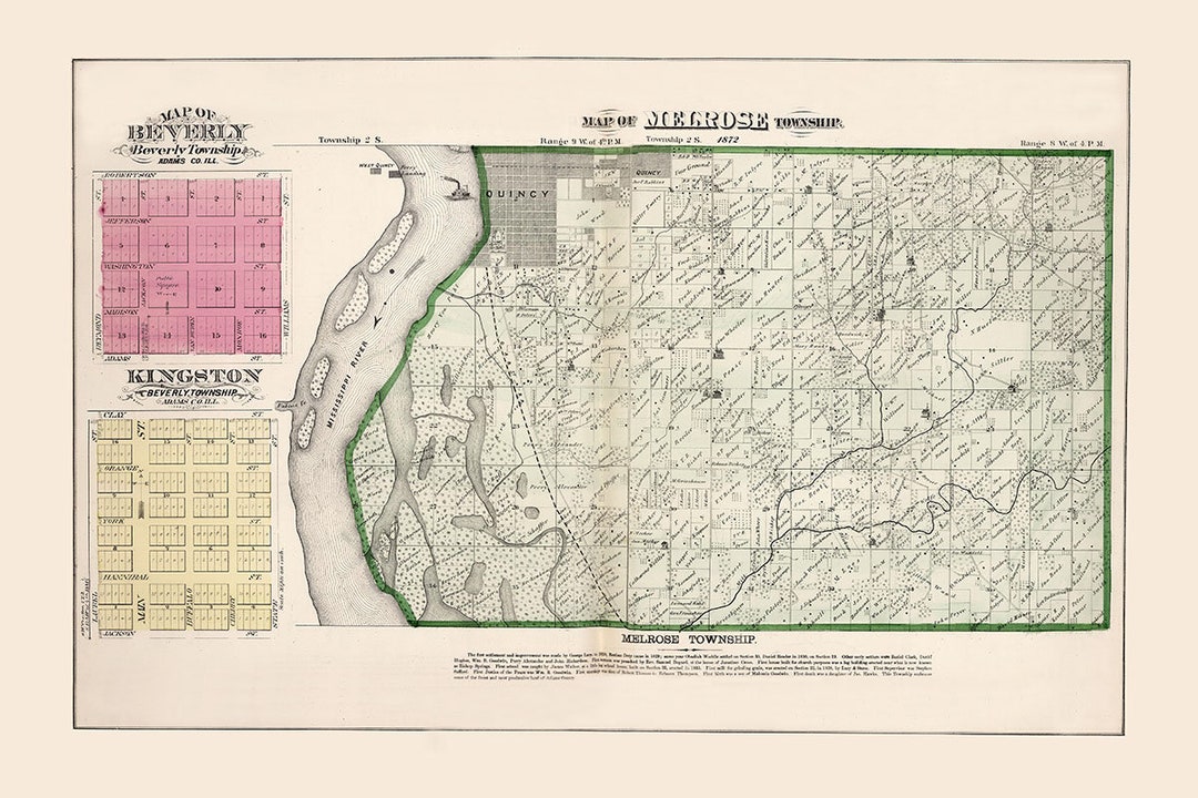 1872 Map of Melrose Township Adams County Illinois Etsy