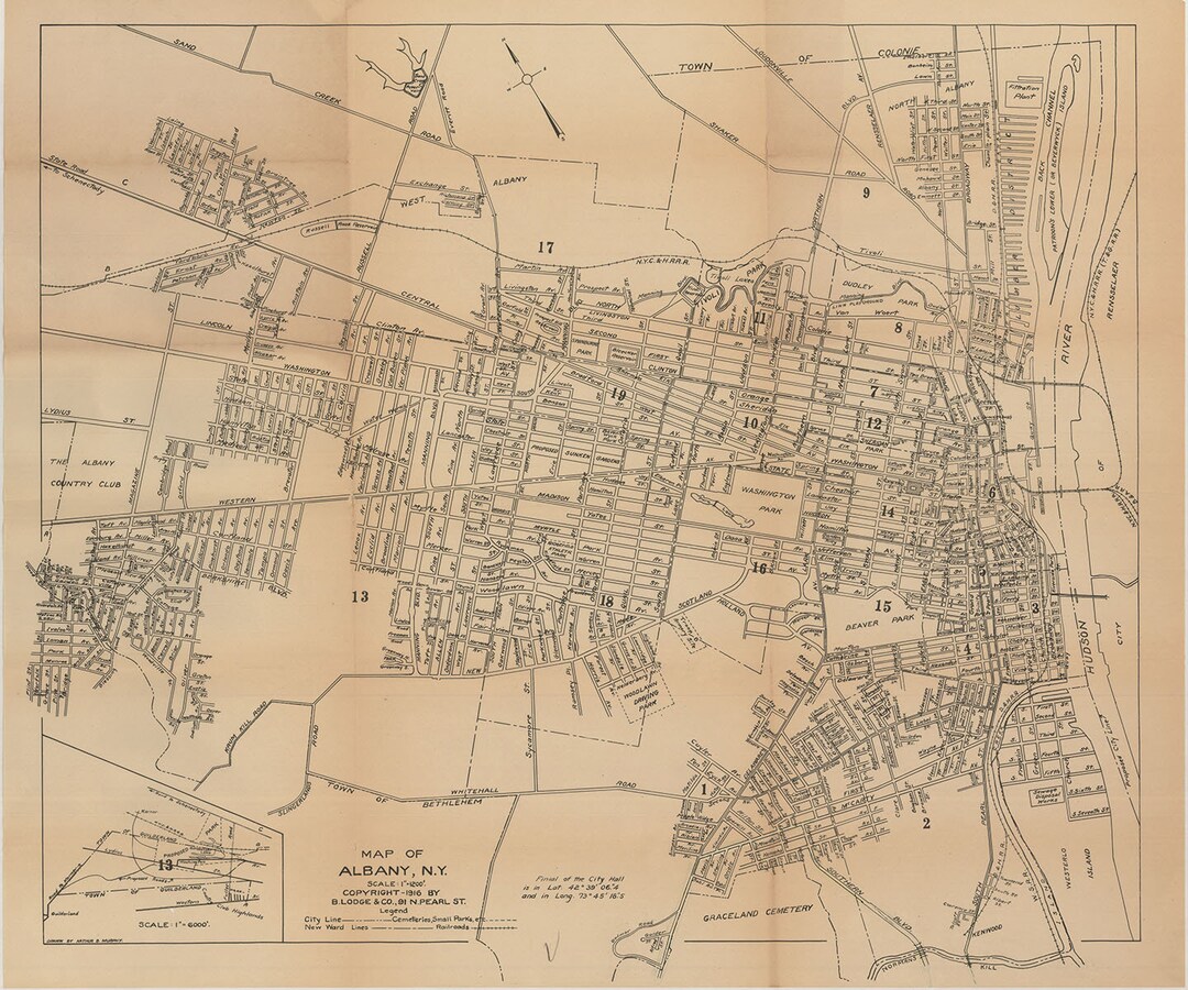 1916 Map of Albany New York Etsy - Il 1080xN.5933353390 And7