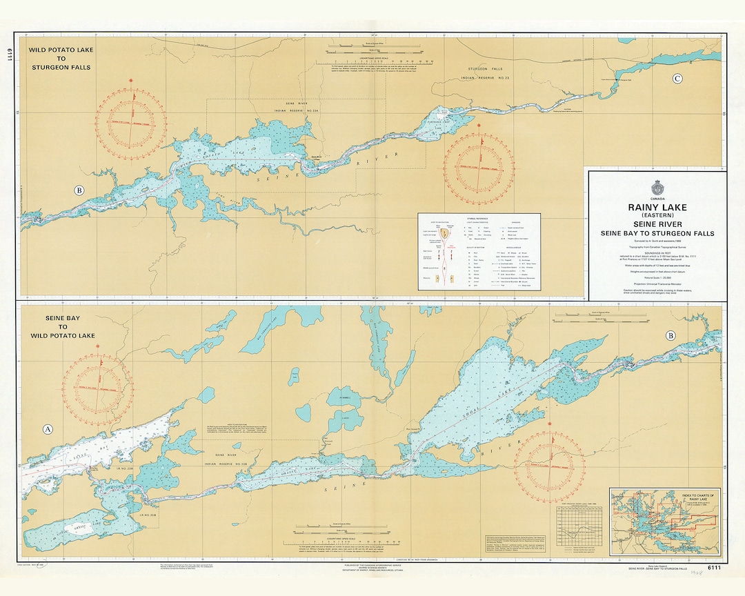 1968 Nautical Map of Rainy Lake Eastern Seine River Seine Bay to