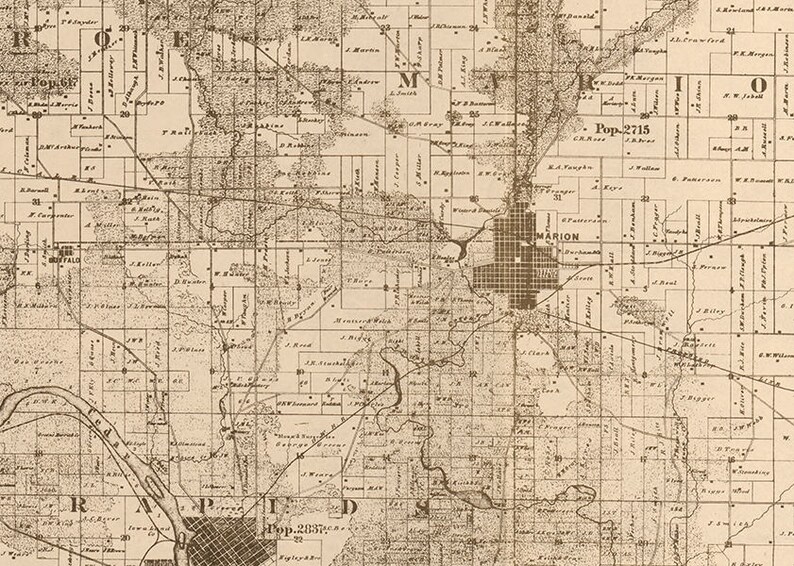 1859 Map of Linn County Iowa Etsy