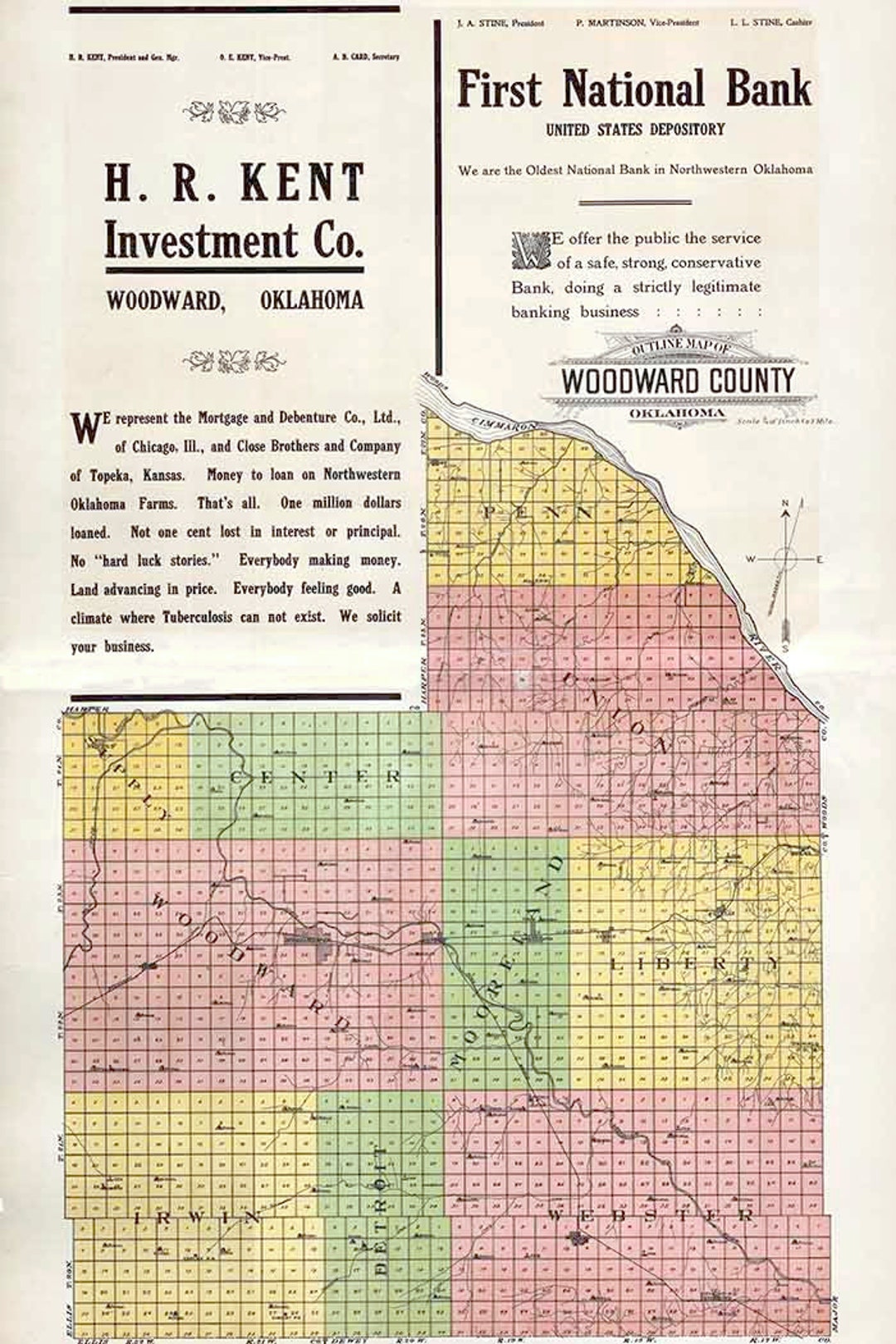 1910 Map of Woodward County Oklahoma Etsy