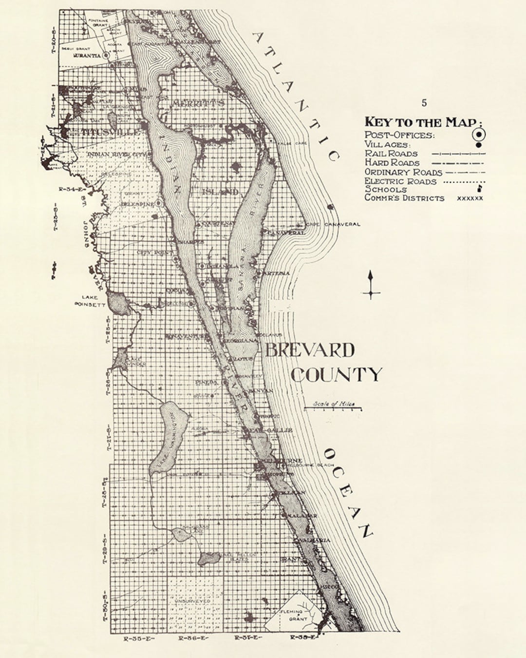 1914 Map of Brevard County Florida - Etsy