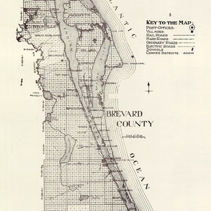 1914 Carte du comté de Brevard en Floride