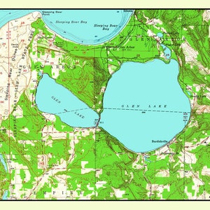 1966 Mapa de Glen Lake Michigan