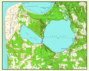1966 Map of Glen Lake Michigan