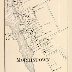 1865 Mapa de la ciudad de Morristown Condado de Saint Lawrence Nueva York