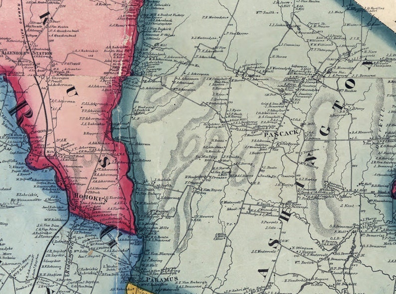 1861 Map of Bergen and Passaic County New Jersey Etsy