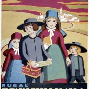 1936 Travel Poster of Rural Pennsylvania Amish