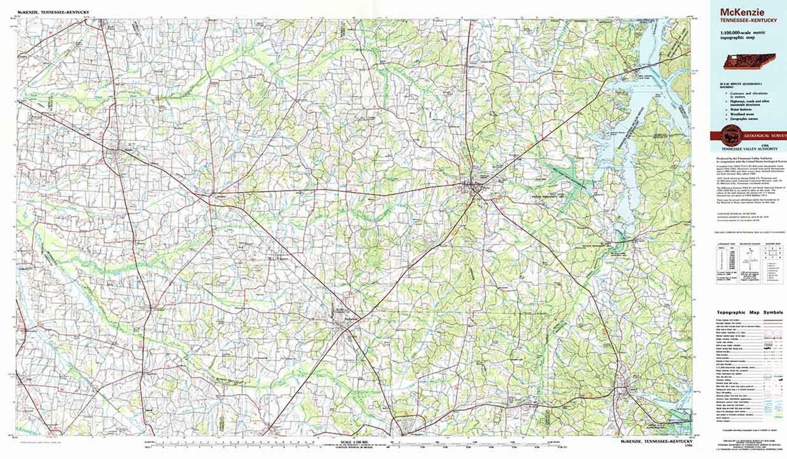 1986 Topo Map of Mckenzie Tennessee Martin Paris Etsy