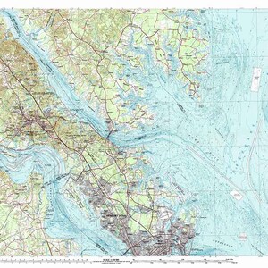1984 Topo Map of Williamsburg Virginia Hampton Chesapeake Bay