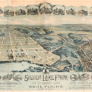 1888 Panorama-Karte Silver Lake Park St Marys Lake New York