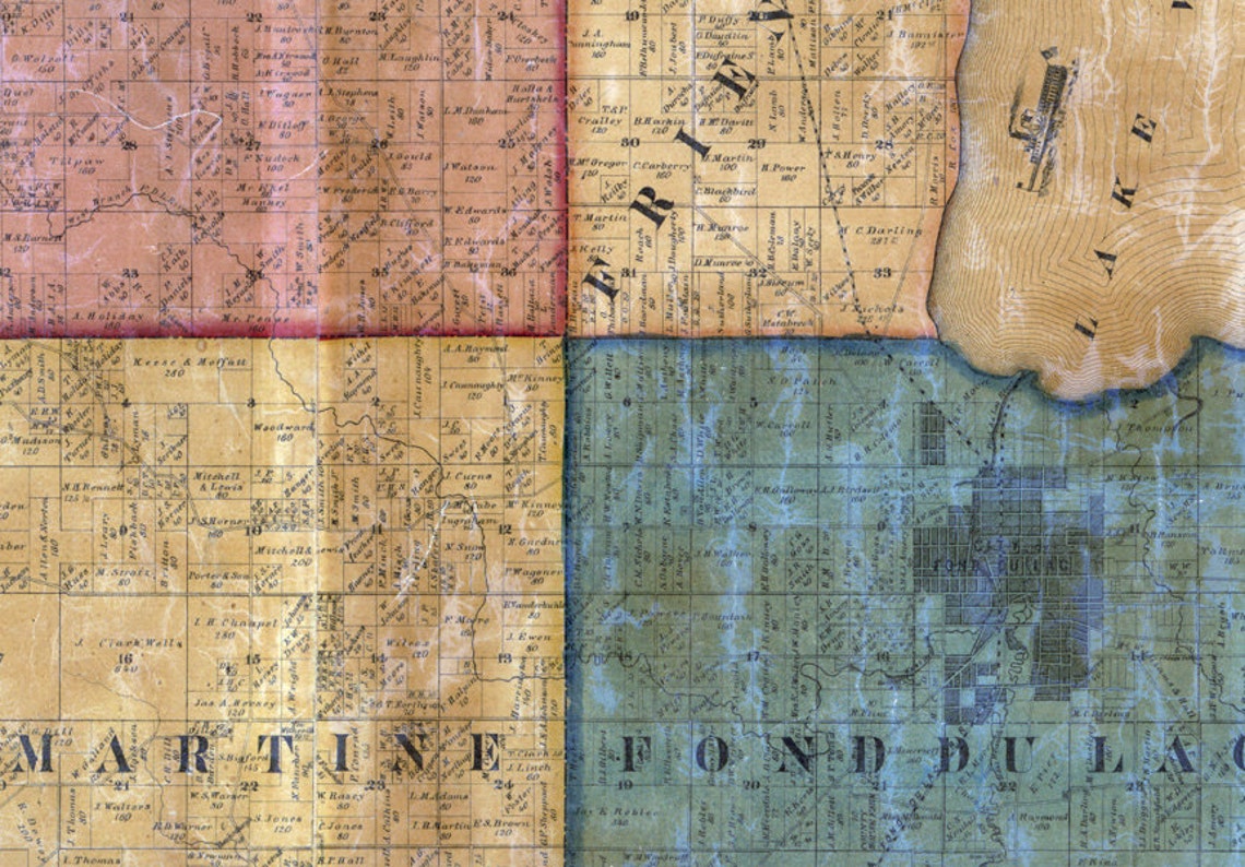 1858 Map of Fond Du Lac County Wisconsin Etsy