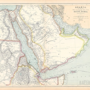 1910-Karte von Arabien und dem Roten Meer am Persischen Golf