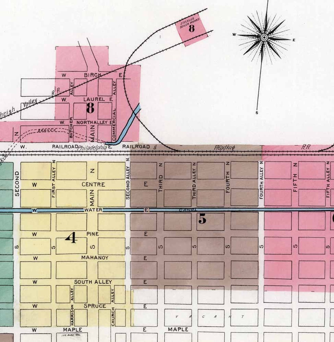 1891 Town Map of Mahanoy City Schuylkill County Pennsylvania Etsy