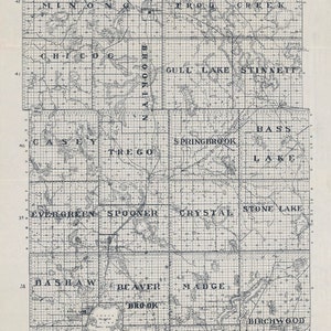 Carte du comté de Washburn, Wisconsin, 1926