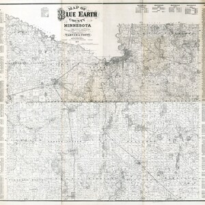 1879 Farm Line Karte von Blue Earth County, Minnesota, Mankato
