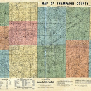 1894 Farm Line Karte von Champaign County, Ohio, Urbana City