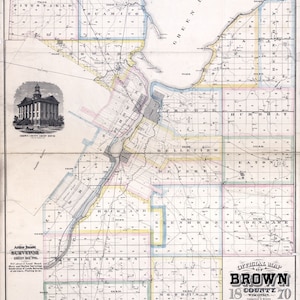 1870 Carte du comté de Brown, Wisconsin, Green Bay