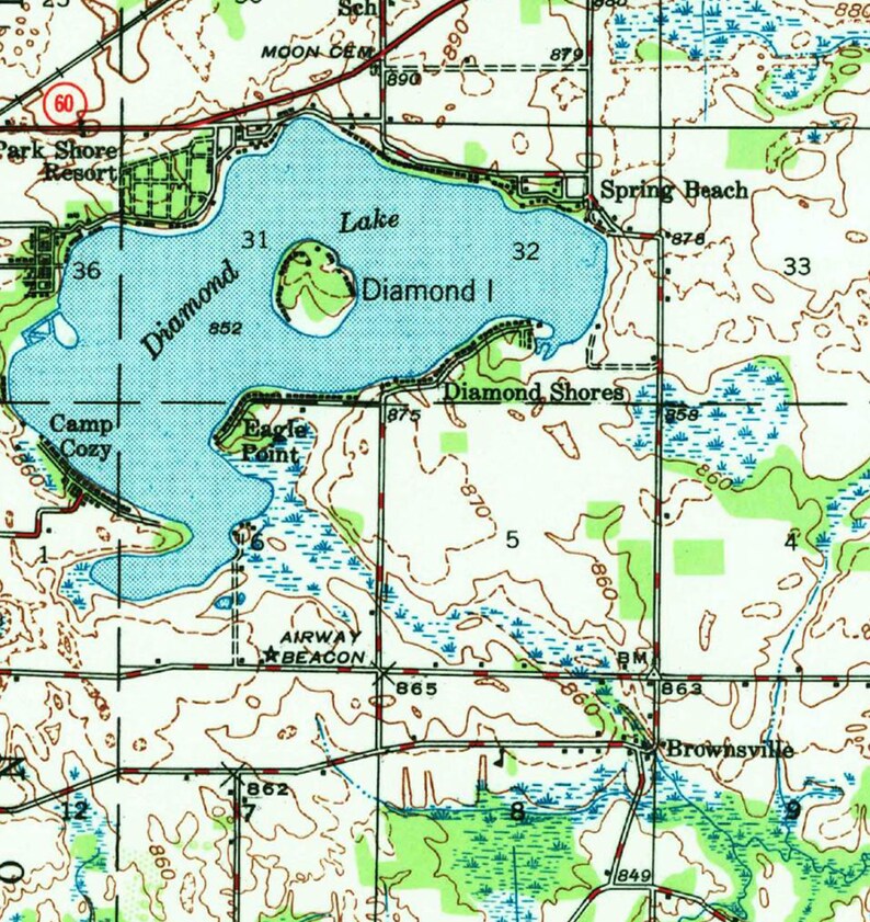 1948 Topo Map of Vandalia Michigan Quad Chain Lake Etsy