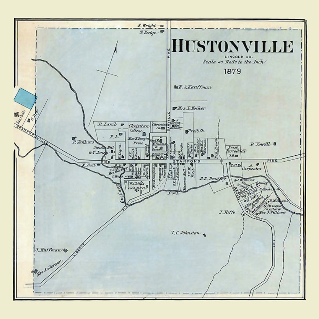 1879 Map of Hustonville Lincoln County Kentucky Etsy