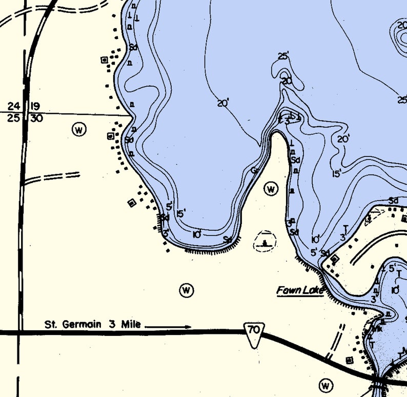 1974 Map of Big Saint Germain Lake Vilas County Wisconsin Etsy
