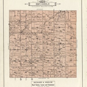 1914 Carte du canton de Bruxelles Door, comté du Wisconsin