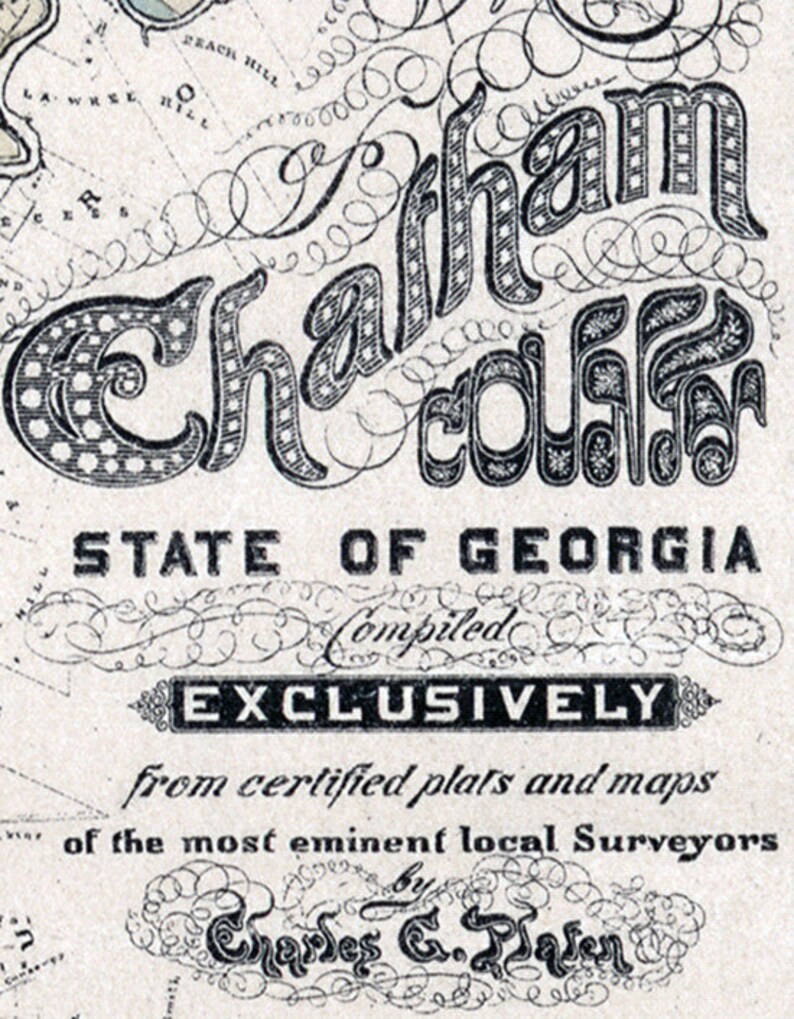 1875 Map of Chatham County Savannah Reproduction Etsy