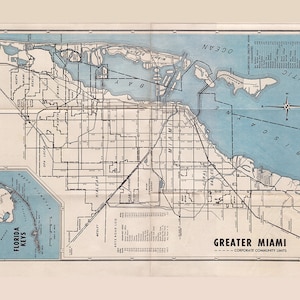 1952 Map of Miami Florida