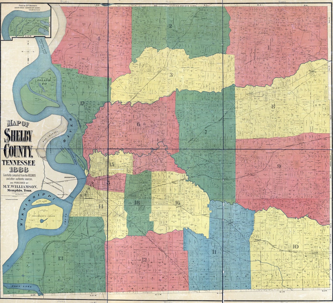 1888 Farm Line Map of Shelby County Tennessee Memphis - Etsy