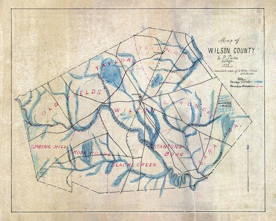 1879 Map of Wilson County North Carolina Etsy