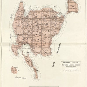1914-Karte von Washington Township Door County Wisconsin